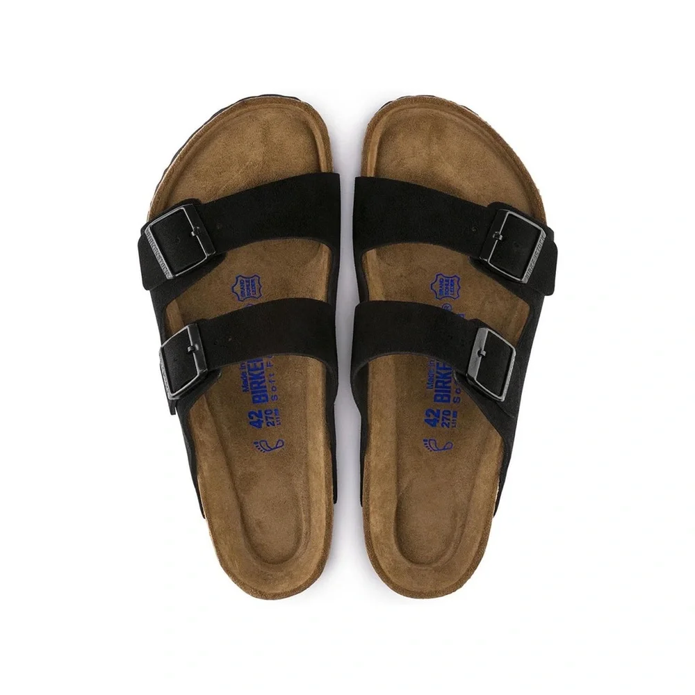 BIRKENSTOCK ARIZONA SUEDE SOFT FOOTBED SANDALS IN BLACK 44 11